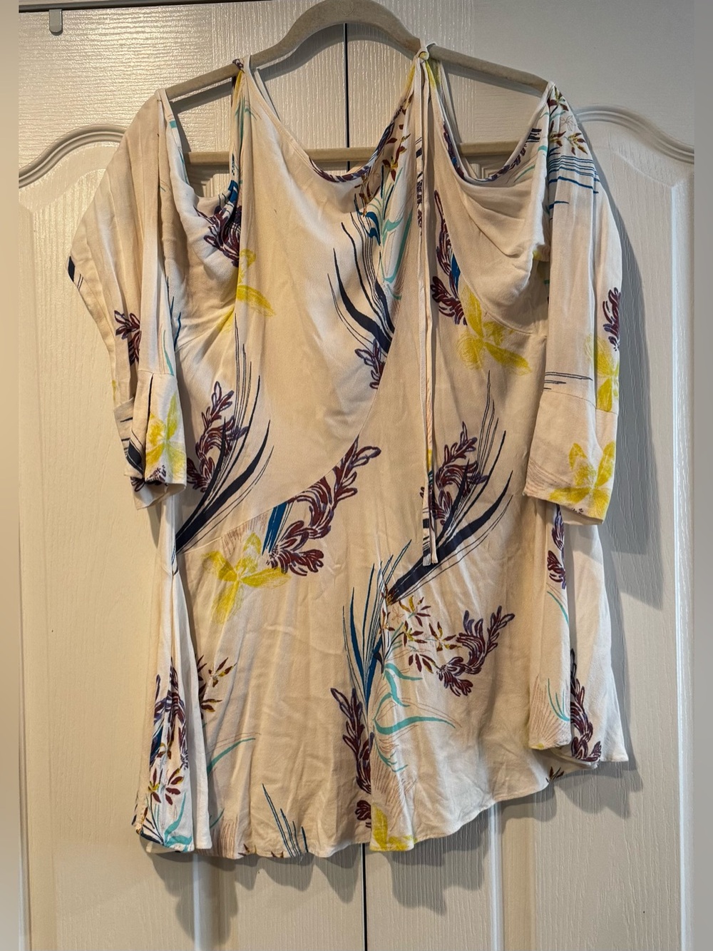 Free People Cream with Blue and Yellow Floral Print Tunic Dress - Size S - Picture 5 of 7
